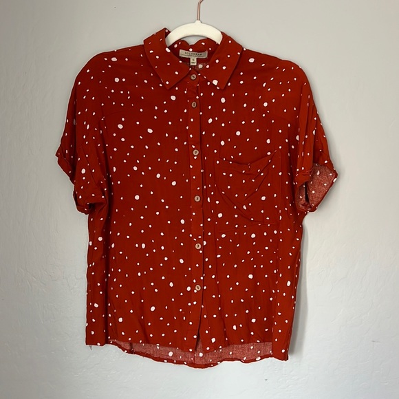 Red Polka Dot Button-up Top - Picture 2 of 8